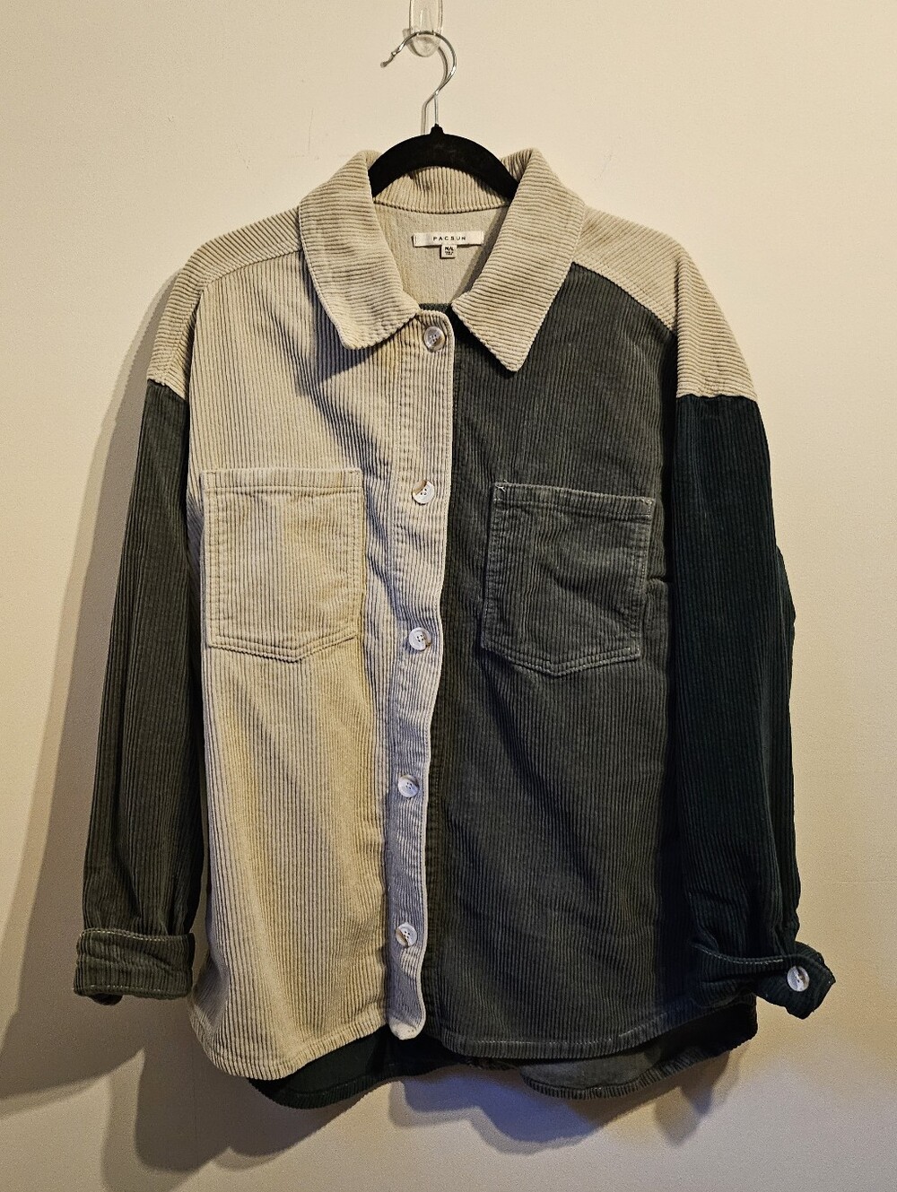 Pacsun Color Blocking Green Corduroy Shacket Shirt Jacket Size Medium/Large